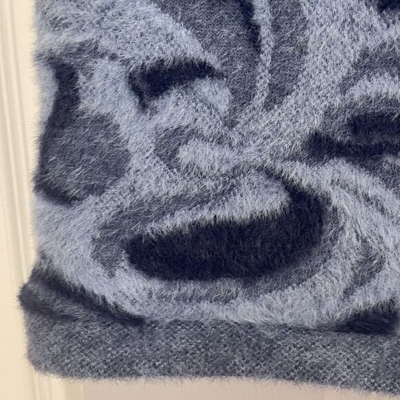 Zara Women's Navy/Lt blue Paisley Pattern Sweater Vest M/L Super Soft - Picture 4 of 6